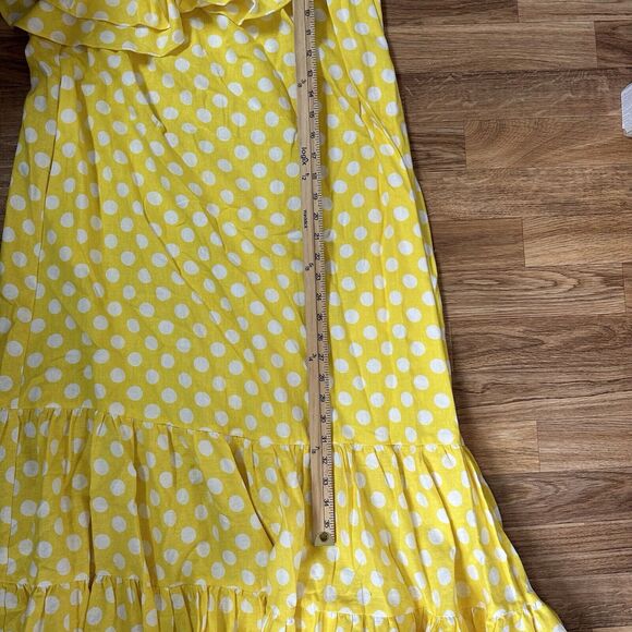 Lisa Marie Fernandez x Target Polka Dot Midi Dress Size M Yellow One Shoulder - Picture 8 of 9